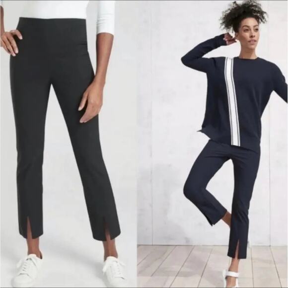 Athleta Pants - Athleta Wander Pant Straight Split Front‎ Hem High Waisted Nylon Black Size 14